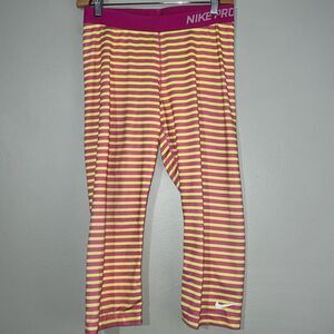 Nike Pro Dri Fit women’s sz large striped sport leggingsp